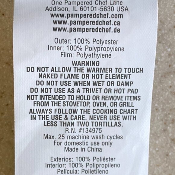 Pampered Chef Tortilla Warmer NWOT - Picture 6 of 8